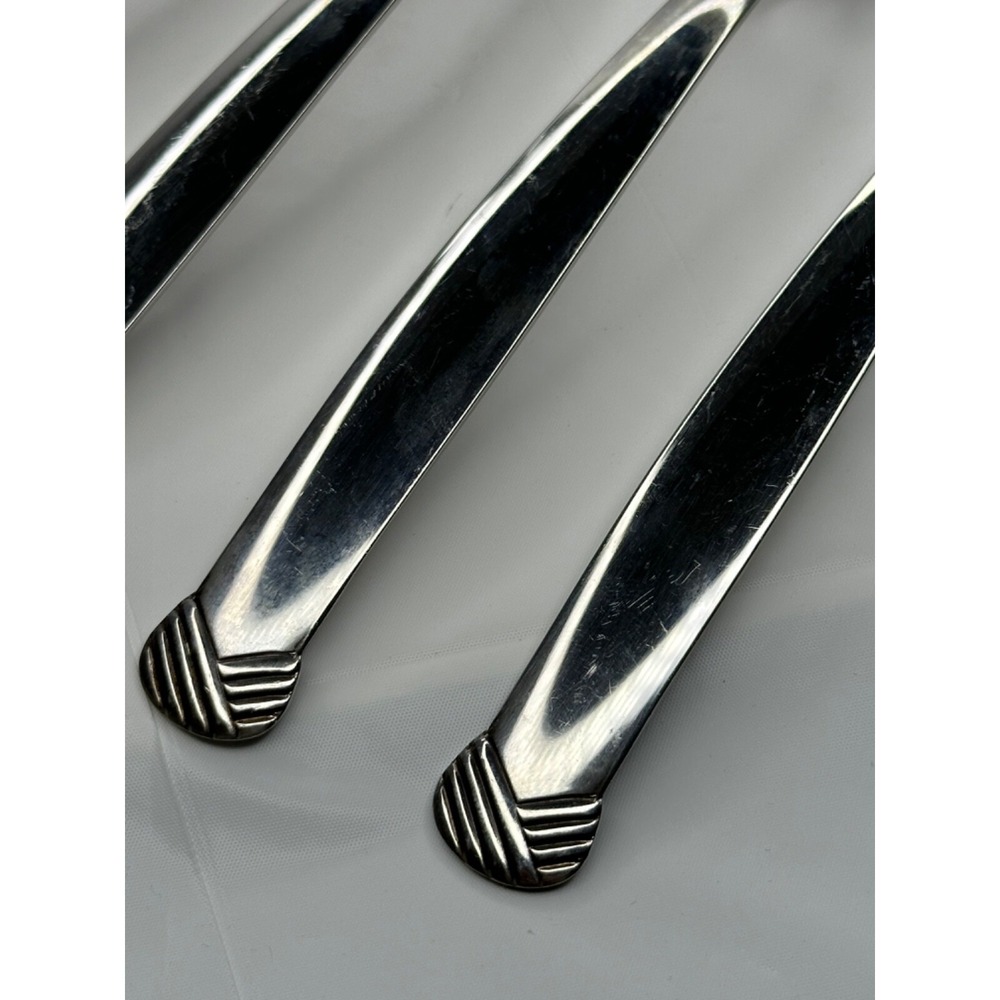 Oneida RATTAN Stainless Flatware 5 Dinner Forks Crosshatch Pattern Replacement - Picture 2 of 7